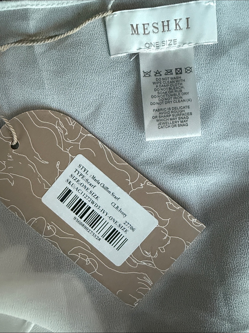Meshki Marla Ivory Chiffon Scarf - Picture 3 of 3